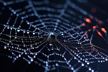 macro photographs of spiders and webs - obrazy, fototapety, plakaty