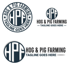 Obraz premium Monogram, Minimalist, And Letterhead Hog And Pig Farming Logo Design