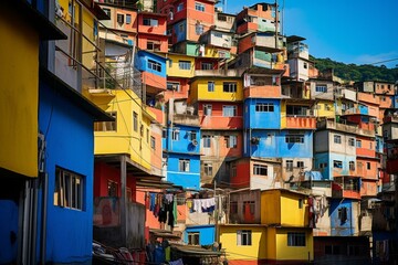 Fototapeta na wymiar Vibrant Rio de Janeiro favela showcasing the city's beauty. Generative AI