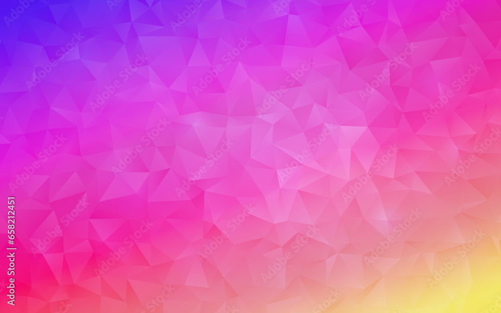 Poster colorful, vibrant and bright rainbow colored polygon vector pattern background with color gradient. 