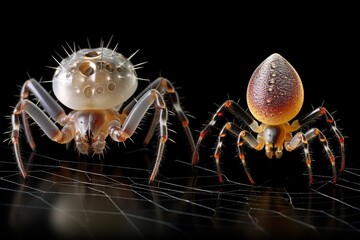 macro photographs of spiders and webs