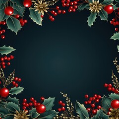 Christmas foliage border with space for text