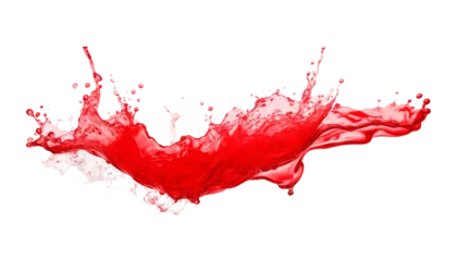 Zelfklevend Fotobehang red paint splashes isolated on transparent background cutout © Papugrat