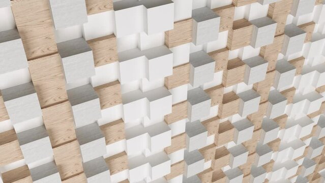 bloques en movimiento de madera y hormigon