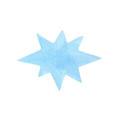 Set of watercolor illustrations. Set of yellow and blue stars in children's style. Elements for designs, stickers, greeting cards, patterns