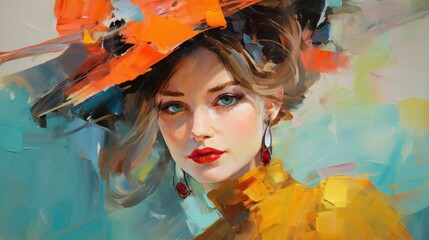 trending impressionist style oil painting. Playful portrait with whimsical brushwork