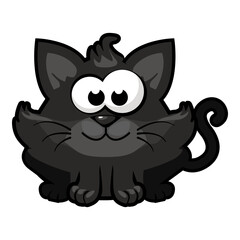 Black cat sits 