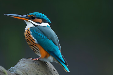 The common kingfisher (Alcedo atthis) wetlands birds' colored feathers from different birds that live in ponds