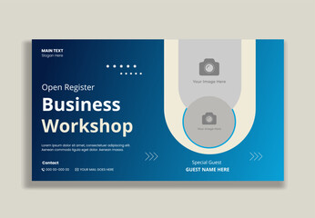 Video thumbnail and banner design for business workshop video tutorials