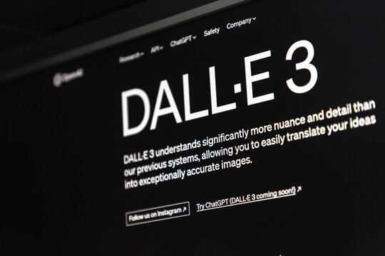 Close-Up of OpenAI Dall-E 3 Website Displayed on Computer Monitor on October 05, 2023 in Warsaw, Poland