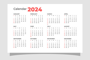 2024 calendar template in minimalist style