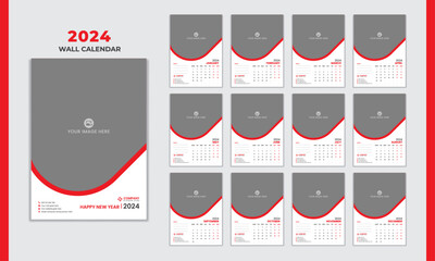 Wall calendar 2024 multipage, 12 page modern wall calendar 2024 design