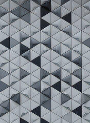 Polished, Semigloss Wall background with tiles. Triangular, tile Wallpaper with 3D, Black blocks. 3D Render- AI Generative