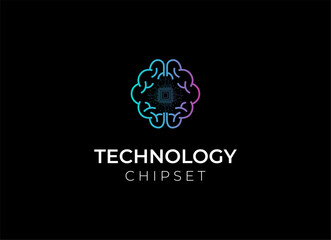 internal chipset data wire and technology logo design