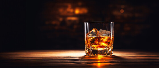 whiskey old fashioned cocktail on wooden floor with copy space - obrazy, fototapety, plakaty