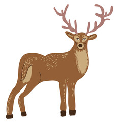 deer in vector. artiodactyl mammal. fishing line beast. Template for logo poster icon for application website. A series of animal images in flat style