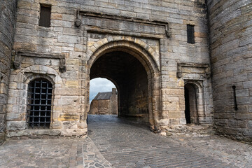 Fototapeta na wymiar Gateway to medieval Stirling Castle in the Scottish Highlands.