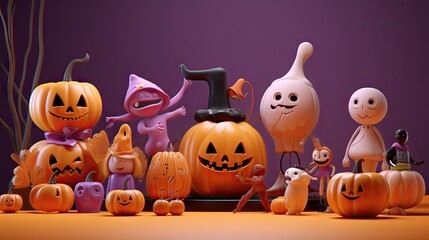 funny 3d pumpkin figurines for halloween
