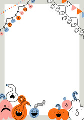 Halloween decorative frame, vector template - 658225866