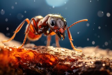 Macro photography of an ant - obrazy, fototapety, plakaty
