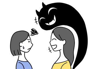 エナジーバンパイアの女性と、迷惑している女性