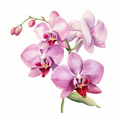 Fototapeta na wymiar Watercolor Orchid isolated on white background 