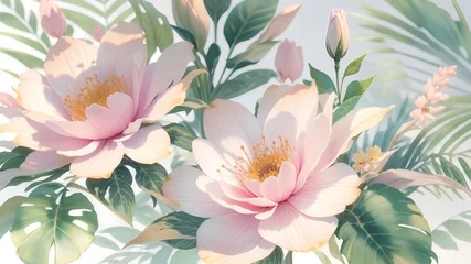 Foto op Canvas 水彩風の可愛いお花 © soltren