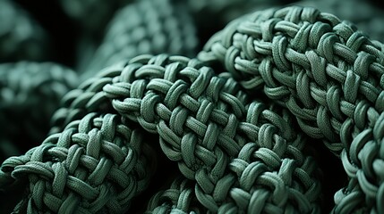 A rope of vibrant green fabric knots around itself, evoking feelings of entanglement and complexity