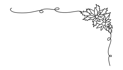Poinsettia continuous line vector christmas one line art