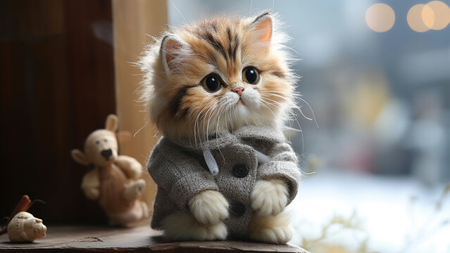 Premium Vector  Lovely baby cat kitten kitty kawaii figurine 3d