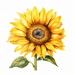 Watercolor Sunflower isolated on white background
