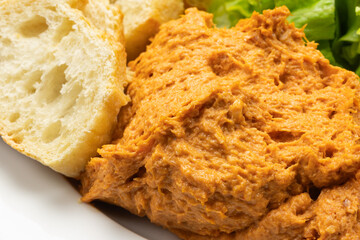 filet américain (viande crue de boeuf ou de cheval, épicée) en gros plan, dans une assiette