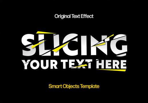 Yellow Slicing Text Effect Mockup