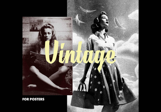 Vintage Classics Poster Photo Effect Mockup With Generative AI Preview