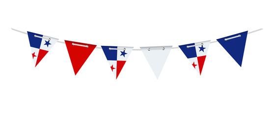Garland with the flag of Panama on a white background.
