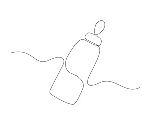 Baby feeder bottle outline vector design. Continuous one line drawing of baby feeding bottle. Editable stroke.