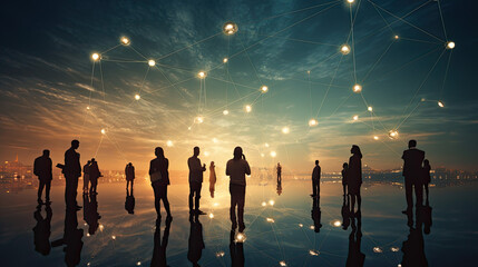 people silhouettes working. cooperation concept