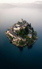 View on the island San Giulio in Lake Orta in Italy