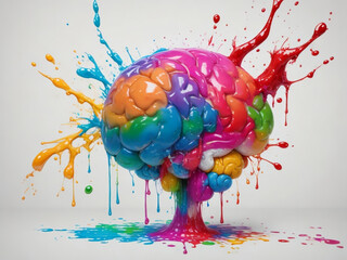 Cervello colorato 
per creatività e ispirazione - AI generativa - obrazy, fototapety, plakaty