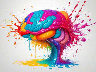 Cervello colorato 
per creatività e ispirazione - AI generativa - obrazy, fototapety, plakaty