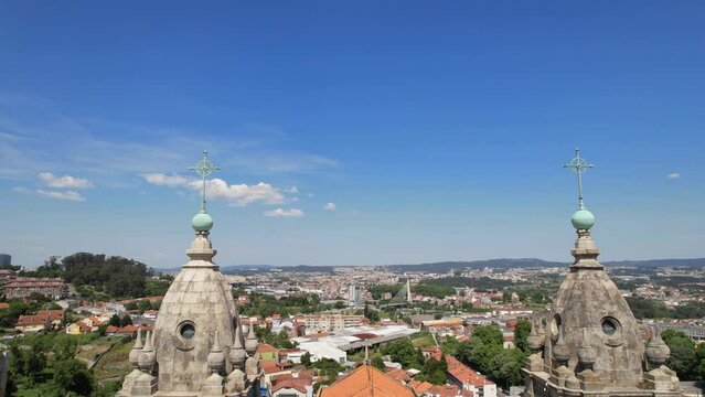 Aerial view of the Church in Porto City - Igreja Paroquial do Bonfim 