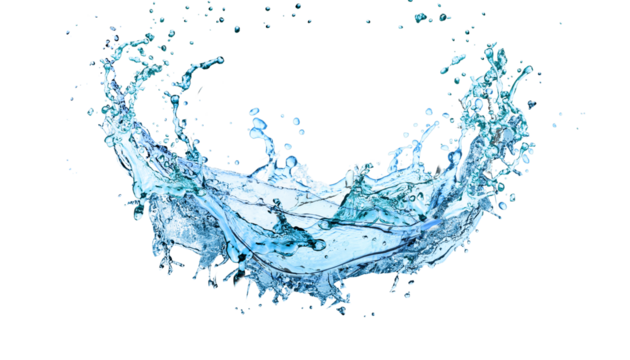 Water splash on red background