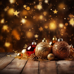 christmas background with balls and snowflakes