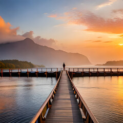 Fototapeta premium pier at sunset