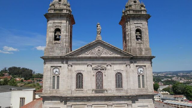 Aerial view of the Church in Porto City - Igreja Paroquial do Bonfim 