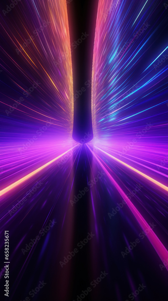 Poster abstract background with colorful glowing neon moving high speed line and wave and bokeh lights hori