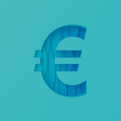 Euro Currency Paper Cut Out Simple Minimal Modern Corporate Gradient 3D Illustration Background 