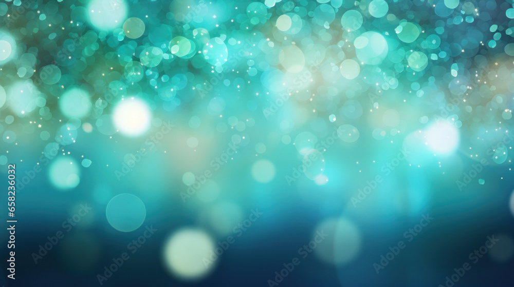 Wall mural Abstract bokeh background with green and blue hues