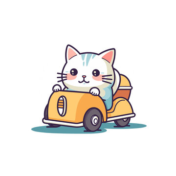 Cat Driving Car Cartoon, Illustration, Cartoon PNG