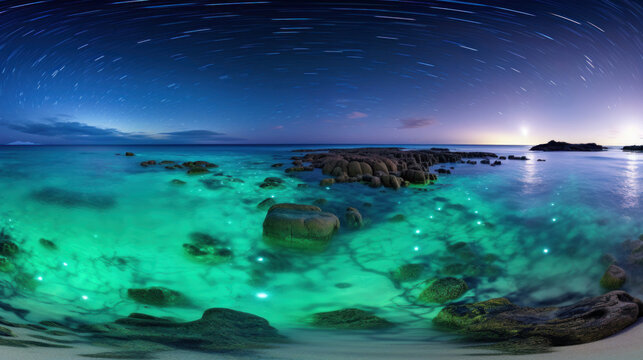 Beach at night with bioluminescent plankton © red_orange_stock